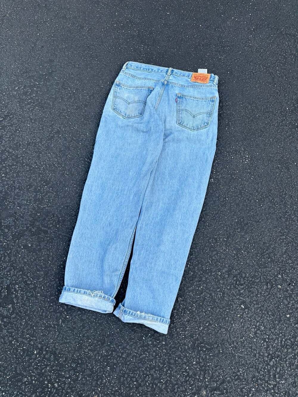 Y2K 2008 Selvedge Levi's 550 Relaxed Fit Light Wash Denim Jeans W34 L34